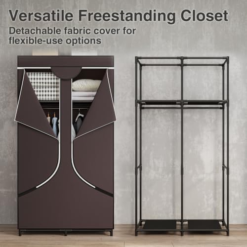 SORCEDAS Wardrobe Closet with Hanging Rods and Shelves for Clothes Storage - Image 6