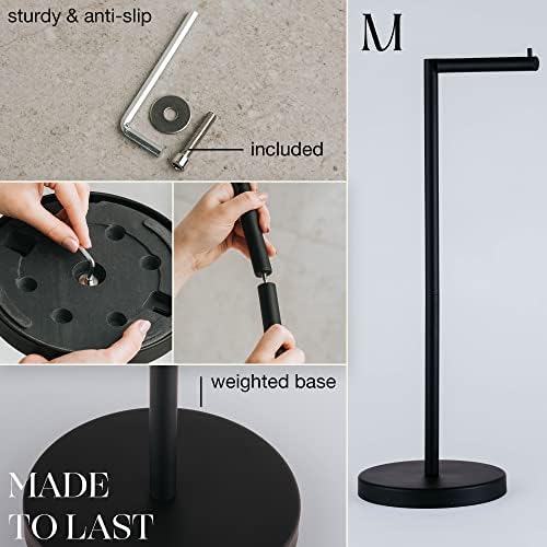 Marmolux Acc - Free Standing Toilet Paper Holder Stand 1pc - Bathroom Storage for 4 Rolls of Toilet Tissue Modern Stainless Steel Matte Black - Toilet Roll Stand - Image 4