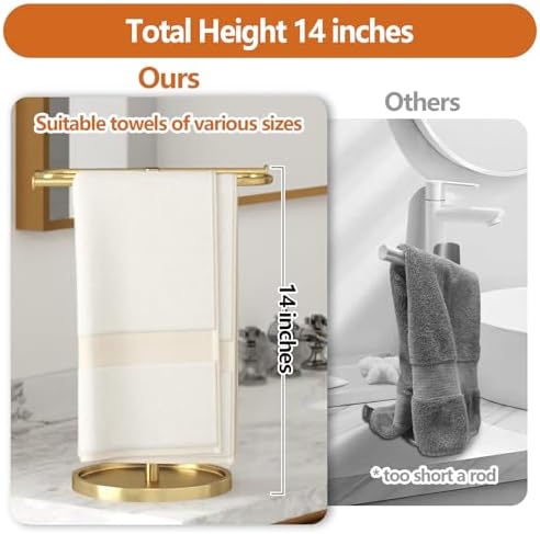 Bethom Bathroom Hand Towel Holder Stand Gold, S-Shape Kitchen Towel Rack - Image 3