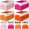 Junkin 4 Pcs Pink Orange Collapsible Storage Bins Baskets Fabric Storage Cubes 14x10x9'' Large Closet Organizer for Shelve Colorful Foldable Basket with Handle for Sunset Party Nursery Classroom Decor by Junkin