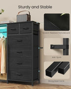 SONGMICS Dresser with Hanging Rod, Closet Organizer with 6 Fabric Drawers - Image 6