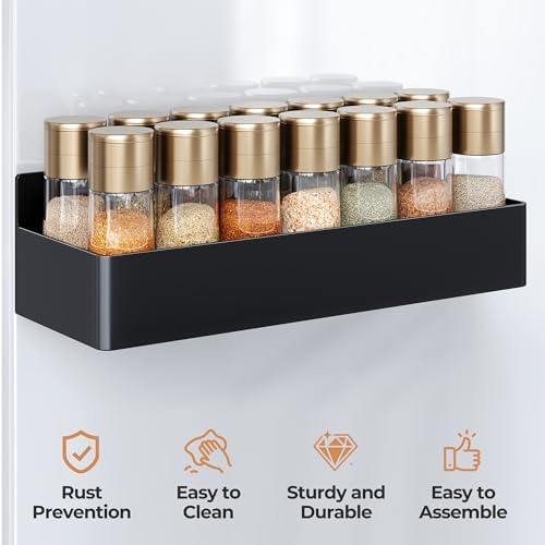 Mystozer Magnetic Spice Rack for Refrigerator Black, 6 Pack - Image 6