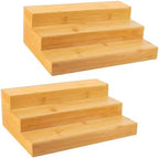 2 Pack 3 Tier Bamboo Spice Rack Organizer for Kitchen Countertop or Cabinet by BAMBITION