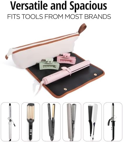 Large Hair Tools Travel Bag with Heat Resistant Mat for Curling Irons, Flat Irons, and Styler Brushes | Protective Organizer for Travel & Home - Image 6