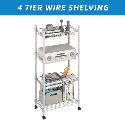 Guan River 4 Tier Wire Basket Shelf,Silver,23.23" L x 13.11" W x 49.21" H - Image 4