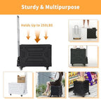 VECELO Foldable Shopping Cart with Wheels, Collapsible Rolling Crate for Groceries, Folding Storage Box with Handle, Three Modes of Use, Ideal for Teacher, Trip, Outdoors, Etc., 23GAL, White - Image 6