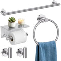 TURS Brushed Nickel 5-Piece Bathroom Hardware Set Towel Bar Set SUS304 Stainless Steel Towel Racks for Bathroom Wall Mounted, 23.6-Inch by TURS