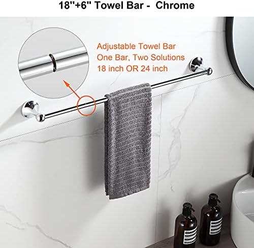 BGL Bathroom Hardware Set Chrome Adjustable Expandable Bath Towel Bars Bathroom Accessory Set Towel Racks 8-Pieces Wall Mount - Image 2