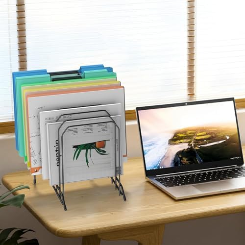 Incline Sorter Desk File Organizer, Metal Desk Magazine Folder Holder with 8-Section Vertical Compartments Rack File Organizer for Office, Home, School - Image 7