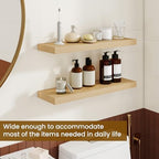 Dreamland 24Inch Floating Shelves for Wall, Rustic Wooden Floating Shelves for Bathroom|Bedroom|Kitchen, 2 Pack Deep Wall Mounted Book Shelf, Wood Storage Display Shelf for Home Decor, Oak - Image 4