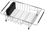 SANNO Dish Drying Rack, Large Dish Rack Adjustable Deep Dish Drainer with Removable Silverware Holder, Deep Large Dish Rack in Sink On Counter, Expandable Arms, Stainless Steel - Image 6