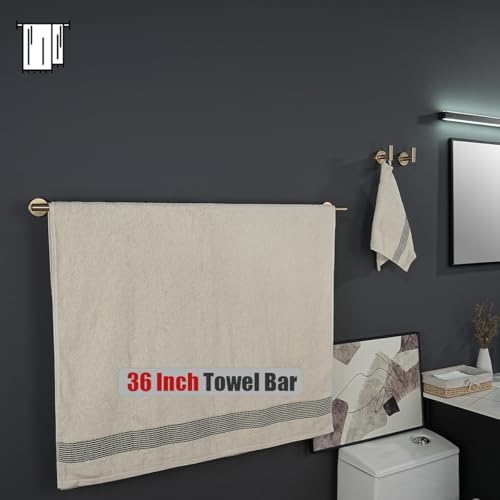 JQK Champagne Bronze Bath Towel Bar, 39 Inch 304 Stainless Steel Thicken 1mm Towel Rack Bathroom, Towel Holder Wall Mount, Useable Length 36 Inch, TB110L36-CB - Image 5
