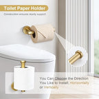 TQKAG Brushed Gold Bathroom Hardware Set 6-Piece Bathroom Accessory Set 23.6 Inch Round Stainless Steel Towel Bar Set Wall Mounted - Image 5