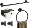 TURS Matte Black 5-Piece Bathroom Hardware Set Towel Bar Set SUS304 Stainless Steel Towel Racks for Bathroom Wall Mounted, 23.6-Inch by TURS