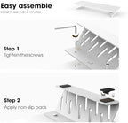 Fenge Monitor Stand Riser, Wooden & Metal Desk Shelf Organizer, White - Image 4