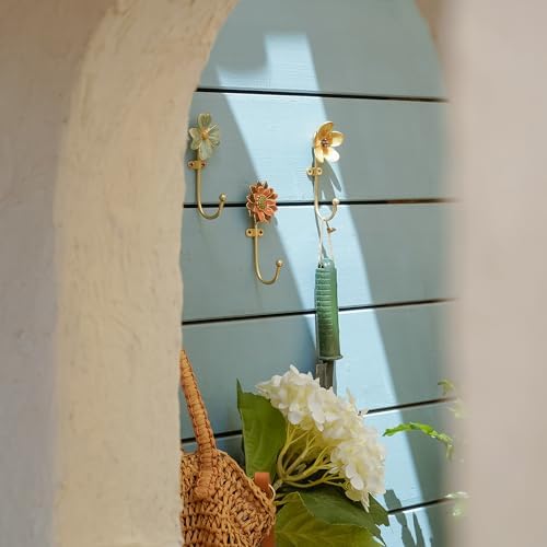 SOFFEE DESIGN Set of 5 Floral Wall Hooks, French Garden Eye-catching Entryway Decor for Coats Hats, Colorful Spring Home Decoration Gift - Image 3