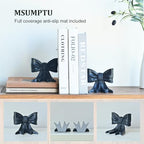 Metal Bookends Set of 2, Heavy Duty Book Ends for Heavy Books, Black Decorative Bookends for Shelves Desk Office Home Decor - Image 5
