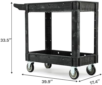 DWVO 40 x 17 in Heavy Duty Rolling Utility Cart on Wheels Black - Image 2