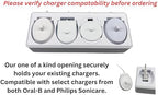 4 Slot Family Electric Toothbrush Charger Holder and Bathroom Organizer, for Select OralB and Philips Sonicare Tooth Brush Chargers (See Compatability Image), Countertop Stand or Wall-Mounted, White - Image 3