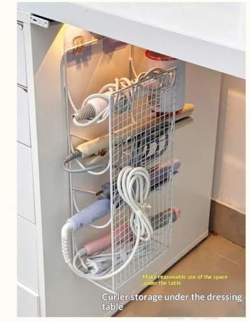 No Drill Wall Mount Curling Iron Holder, Zinc Alloy Hair Dryer Organizer - Image 3