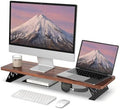 Fenge Monitor Stand Riser, Wooden & Metal Desk Shelf Organizer, Brown by Fenge