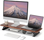 Fenge Monitor Stand Riser, Wooden & Metal Desk Shelf Organizer, Brown by Fenge