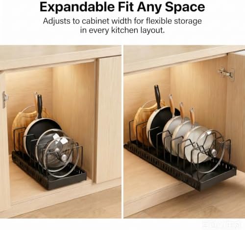 PureBox Pull Out Pots and Pans Organizer Under Cabinet Adjustable Length - Image 4