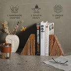 Koville Onyx Bookends for Shelves, Large Marble Bookends for Heavy Books, Non-Slip Heavy Duty Book Stopper for CD/Movies, Aesthetic Decorative Book Ends for Bookshelf Table Home Decor - Image 6