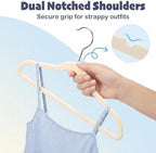 HOUSE DAY 14 Inch Kids Velvet Hangers 50 Pack, Durable Big Kid Hanger Beige - Image 6