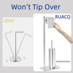 RUACQ Toilet Paper Holder Stand with Toilet Brush & Holder Set, Chrome - Image 6