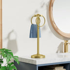 Hoimpro Hand Towel Holder Stand Bathroom Countertop Towel Bar Rack Gold - Image 2