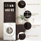 Yaheetech 77in Over the Toilet Storage Cabinet, Espresso Bathroom Organizer - Image 6
