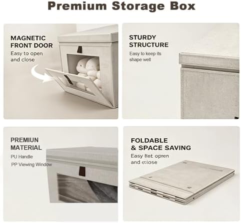 2 Pack 15x10x10 Magnetic Front Opening Closet Organizer Bins, Foldable Fabric Storage Boxes with Lids for Shelves, Clothes, Nursery, Toys, Yarn, Towels, Living Room - Image 5