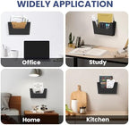 JOMOLA No Drilling File Holder 5 Pack Mail Organizer Wall Mount File Organizer Holder Office Wall Hanging Files Magazines Organizer Plastic Door Mount Wall Pocket with Adhesive Pad, Black Color - Image 6