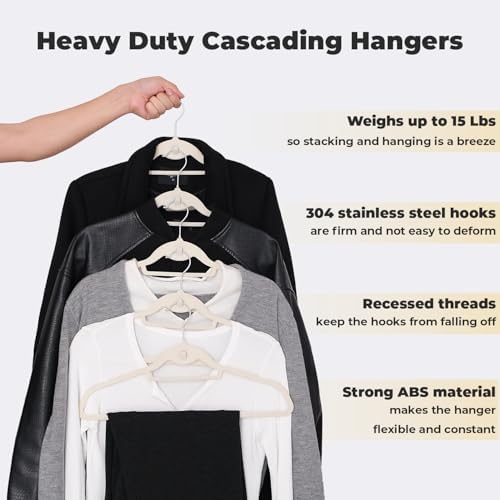 Ivory Velvet Hangers, Stackable Hanger with Non Slip Felt Fabric - Image 2