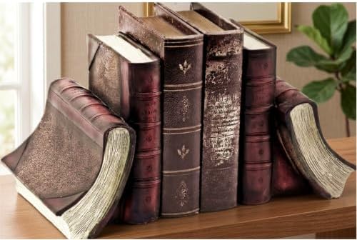 Bellaa Decorative Bookends Vintage Books Ends Retro Old World Farmhouse Country Cottage Bookshelf Library Home Decor 7 inch Antiques 23509 - Image 7
