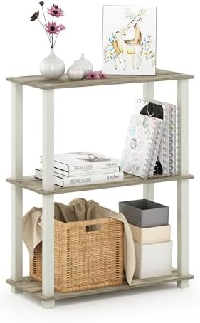 Furinno TURN-S-TUBE Storage Shelves, 3-Tier Book Shelf, Corner Shelf, Toolless Open Shelves, for Organization and Storage, Living Room, Garage, Home Office, Sonoma Oak by Furinno-FitsYourSpaceFitsYourBudget