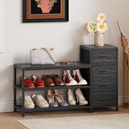 EXOTICA Industrial Shoe Storage Bench with 4 Drawers & Seat, Black - Image 3
