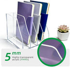 Clear Acrylic Magazine File Holder, 4 Compartment Desk Organizer - Image 5