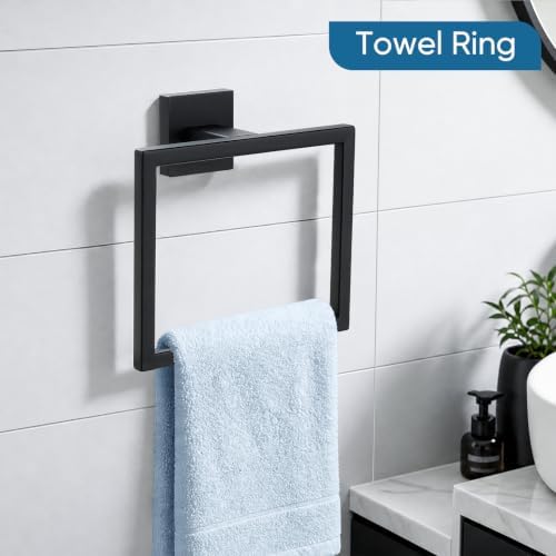 VELIMAX Mattle Black Towel Bar, SUS304 Stainless Steel Bathroom Hardware Set, Towel Racks for Bathroom Wall Mounted 24-Inches - Image 4