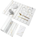 Stone Dish Drying Mat for Kitchen Counter - White Marble 24"×16" & 8"x4" by MAGKOTA