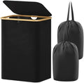 Lifewit 150L Large Laundry Basket with Lid, 2 Removable Bags, Black by Lifewit