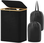 Lifewit 150L Large Laundry Basket with Lid, 2 Removable Bags, Black by Lifewit