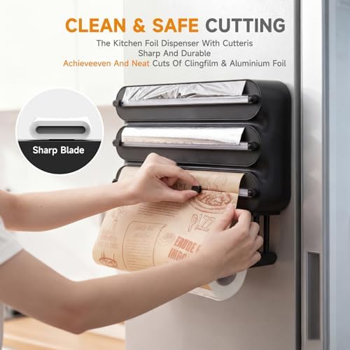 4-in-1 No-Drill & Magnetic Plastic Wrap Dispenser with Cutter - Image 6