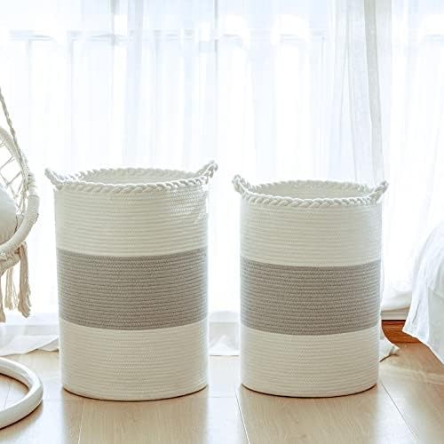 72L Woven Laundry Basket,Tall Wicker Laundry Basket for Blankets,Clothes,Pillows,Toys,Shoes Large Cotton Laundry Hamper for Bedroom,Living Room,Bathroom - Image 5