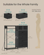 SONGMICS Dresser with Hanging Rod, Closet Organizer with 6 Fabric Drawers - Image 2