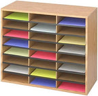 Safco Literature Organizer, 24 Compartments, Office and Classroom Mailbox with Adjustable Shelves, Wood Paper and Mail Sorter, Medium Oak - Image 3