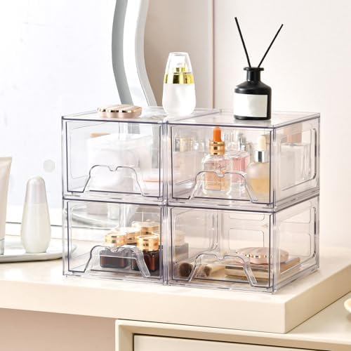 6 Pack Stackable Storage Drawers,Makeup Organizer with Pull-out Drawer - Image 5