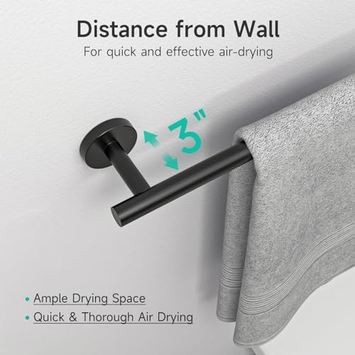 2-Pack Matte Black Towel Bar, 24-Inch Towel Racks for Bathroom - Image 5