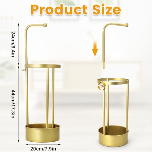 Golden Rust Proof Umbrella Holder, Entrance Drain Umbrella Bucket, Steel Circular Umbrella Holder, Umbrella Storage Rack, Suitable for use in Homes, Offices, Hotel Lobbies （Gold） - Image 2